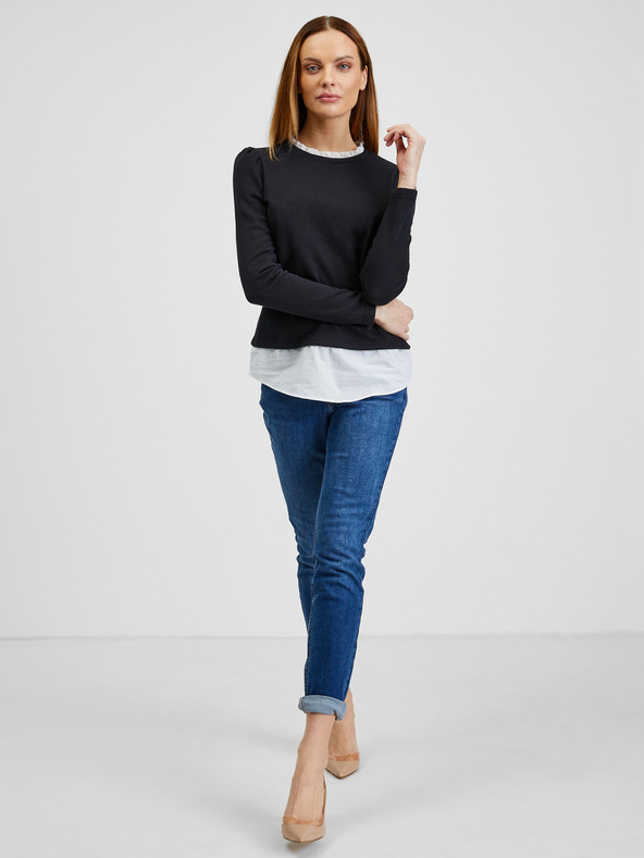 Orsay ORSAY fekete női pulóver ingbetéttel
