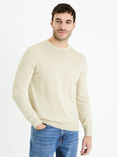 Celio Krémszínű férfi alap pulóver Celio Decoton