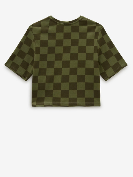 Vans Zöld női kockás, vágott póló VANS Checker