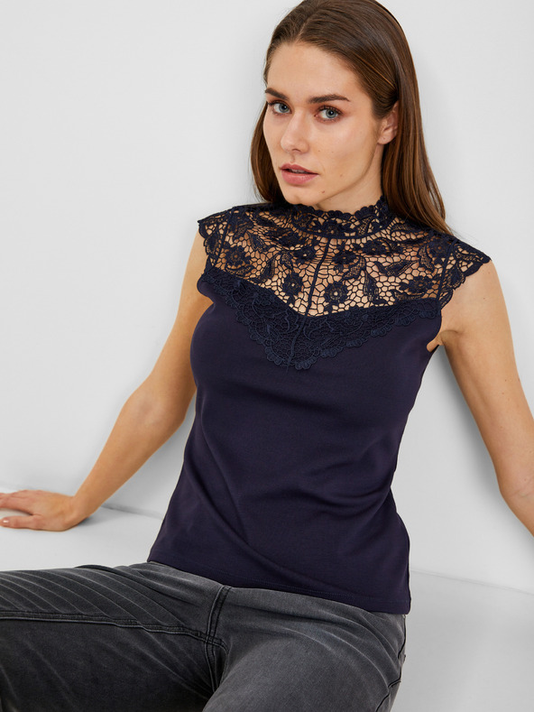 Orsay ORSAY sötétkék női póló csipke részlettel
