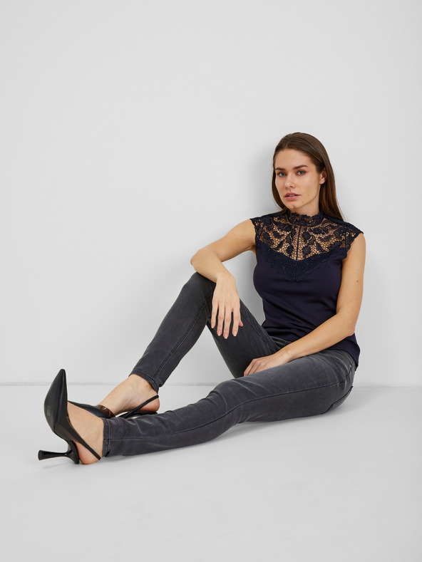 Orsay ORSAY sötétkék női póló csipke részlettel
