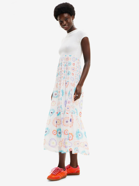 Desigual Fehér női mintás maxi ruha Desigual Galiana