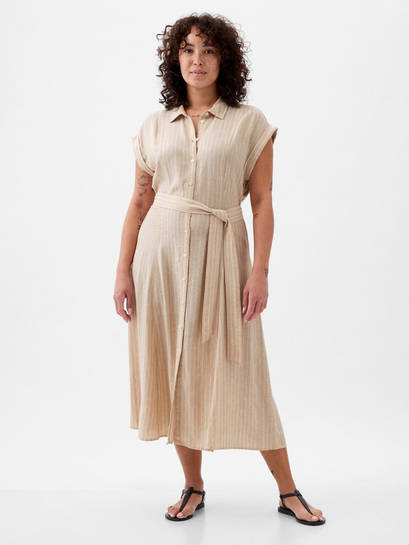 GAP Vászon inges midi ruha GAP