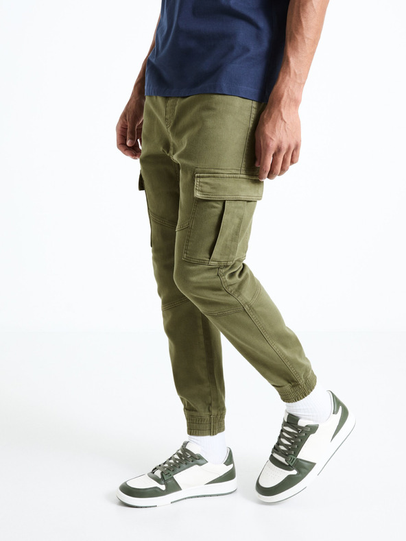 Celio Khaki színű férfi cargo nadrág Celio Cokit4