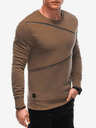 Ombre Clothing Barna férfi pulóver dekoratív cipzárral Ombre Ruházat Ombre Clothing