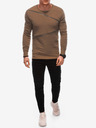 Ombre Clothing Barna férfi pulóver dekoratív cipzárral Ombre Ruházat Ombre Clothing