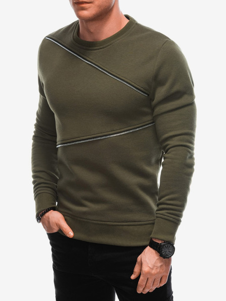 Ombre Clothing Zöld férfi melegítőfelső dekoratív cipzárral Ombre Ruházat