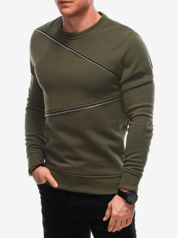 Ombre Clothing Zöld férfi melegítőfelső dekoratív cipzárral Ombre Ruházat