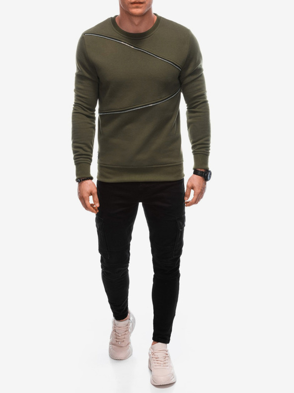 Ombre Clothing Zöld férfi melegítőfelső dekoratív cipzárral Ombre Ruházat