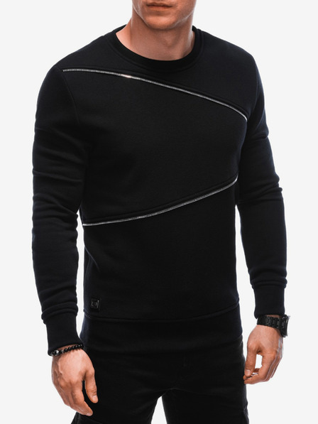 Ombre Clothing Fekete férfi melegítőfelső dekoratív cipzárral Ombre Ruházat