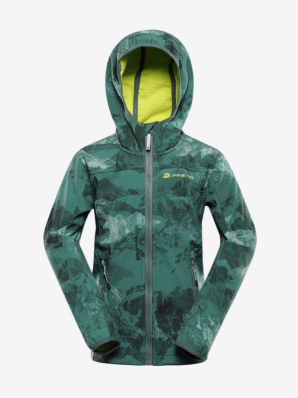ALPINE PRO Zöld gyerek mintás softshell kabát ALPINE PRO HOORO