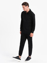 Ombre Clothing Fekete férfi pulóver póló gallérral + nadrág Ombre Clothing