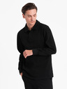 Ombre Clothing Fekete férfi pulóver póló gallérral + nadrág Ombre Clothing
