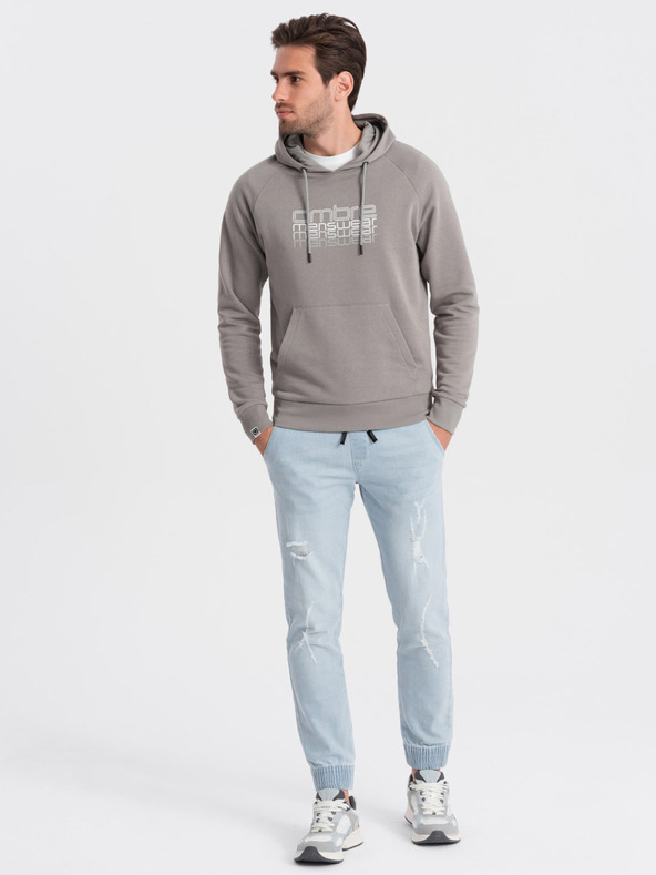 Ombre Clothing Világoskék férfi szakadt farmer Ombre Ruházat