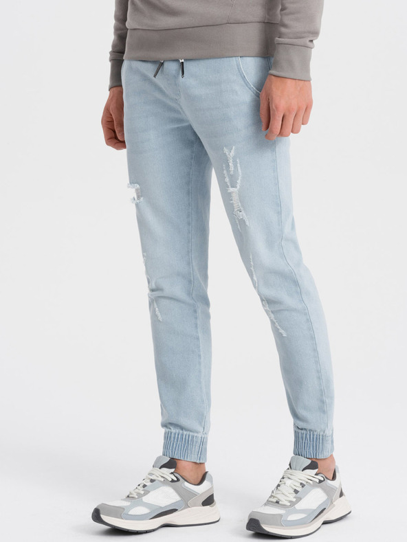 Ombre Clothing Világoskék férfi szakadt farmer Ombre Ruházat