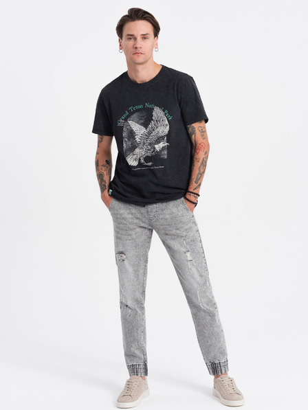 Ombre Clothing Világosszürke férfi szakadt farmer Ombre Ruházat