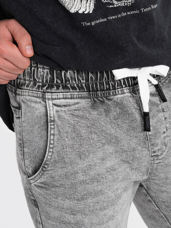 Ombre Clothing Világosszürke férfi szakadt farmer Ombre Ruházat