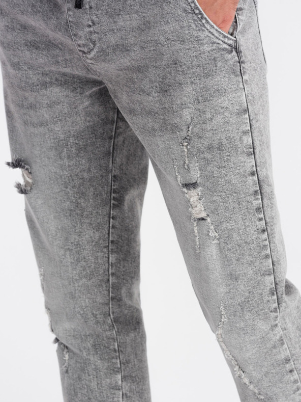 Ombre Clothing Világosszürke férfi szakadt farmer Ombre Ruházat