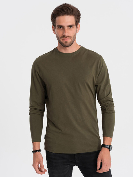 Ombre Clothing Khaki színű férfi alap póló Ombre Ruházat