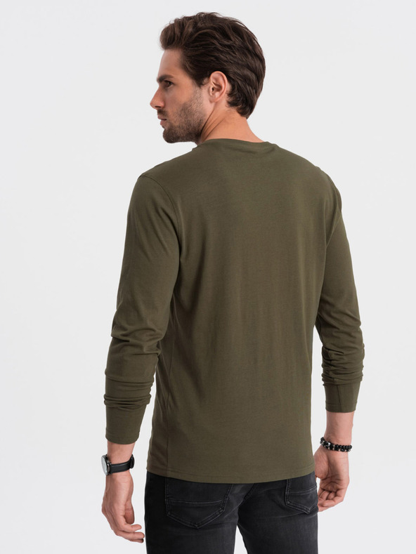 Ombre Clothing Khaki színű férfi alap póló Ombre Ruházat