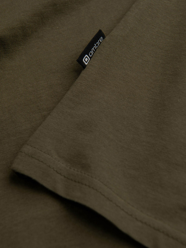 Ombre Clothing Khaki színű férfi alap póló Ombre Ruházat