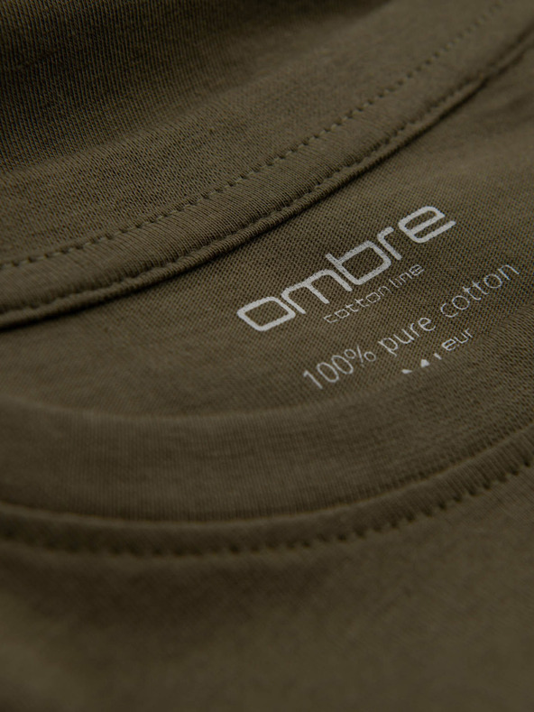 Ombre Clothing Khaki színű férfi alap póló Ombre Ruházat