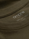 Ombre Clothing Khaki színű férfi alap póló Ombre Ruházat
