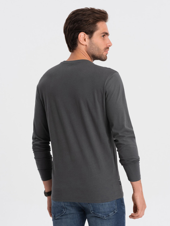Ombre Clothing Sötétszürke férfi alap póló Ombre Ruházat