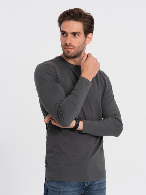 Ombre Clothing Sötétszürke férfi alap póló Ombre Ruházat