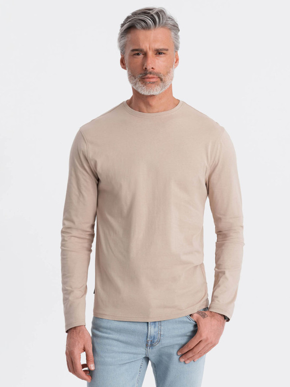 Ombre Clothing Bézs férfi alap póló Ombre ruházat