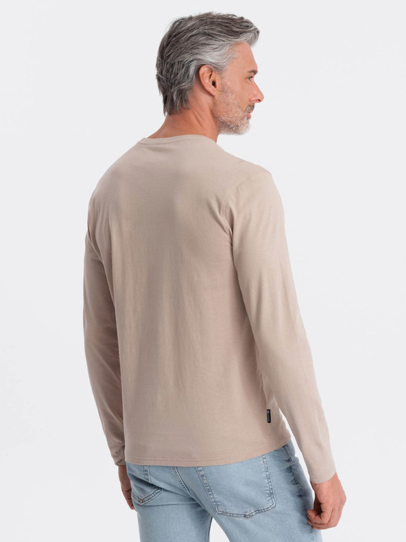 Ombre Clothing Bézs férfi alap póló Ombre ruházat