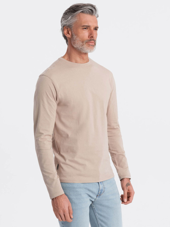 Ombre Clothing Bézs férfi alap póló Ombre ruházat
