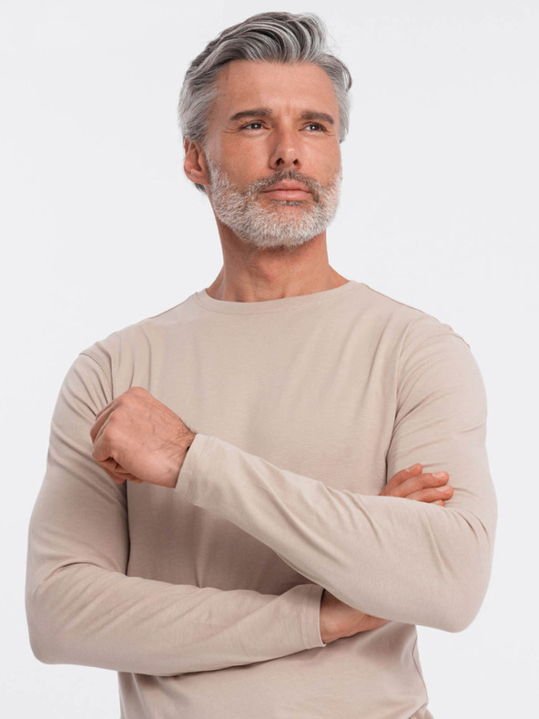Ombre Clothing Bézs férfi alap póló Ombre ruházat