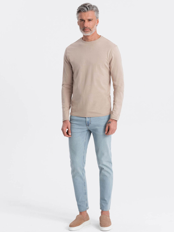 Ombre Clothing Bézs férfi alap póló Ombre ruházat