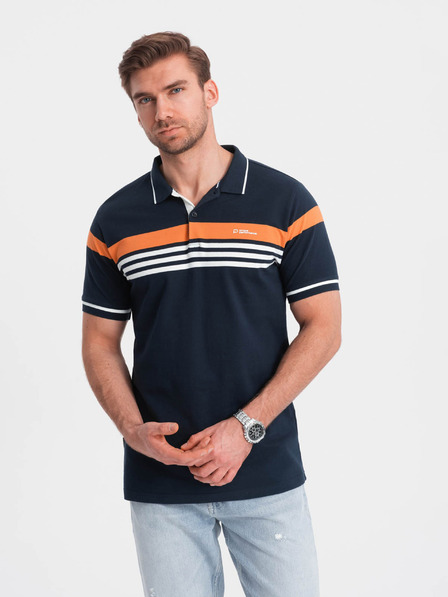 Ombre Clothing Sötétkék férfi póló póló Ombre Clothing