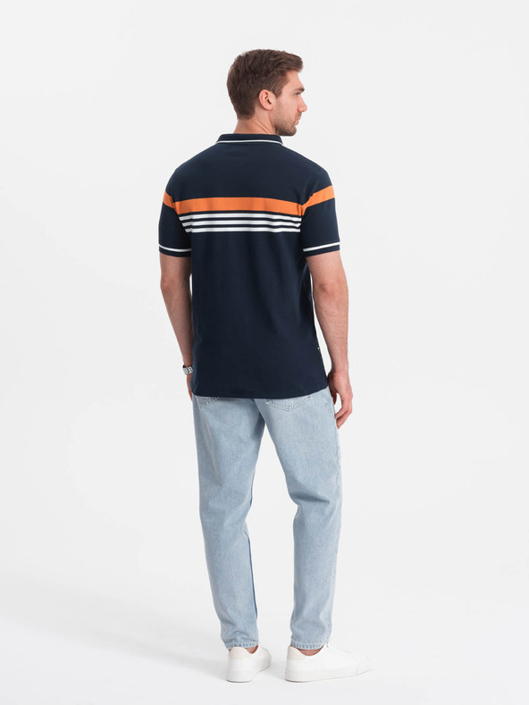 Ombre Clothing Sötétkék férfi póló póló Ombre Clothing