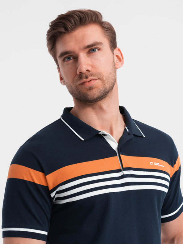Ombre Clothing Sötétkék férfi póló póló Ombre Clothing