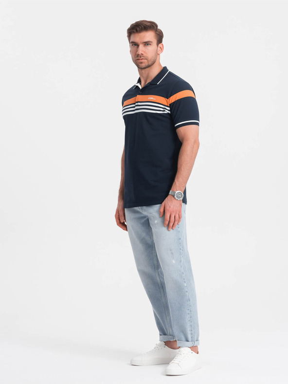 Ombre Clothing Sötétkék férfi póló póló Ombre Clothing