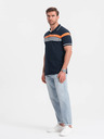 Ombre Clothing Sötétkék férfi póló póló Ombre Clothing