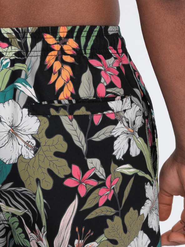 Ombre Clothing Férfi fekete-zöld trópusi mintás fürdőruha Ombre ruházat
