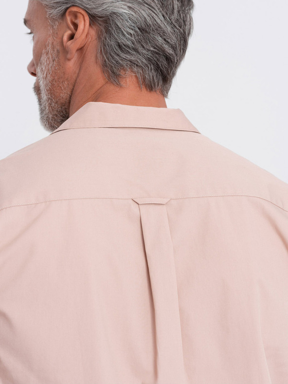 Ombre Clothing Világosbarna férfi rövid ujjú ing Ombre Clothing