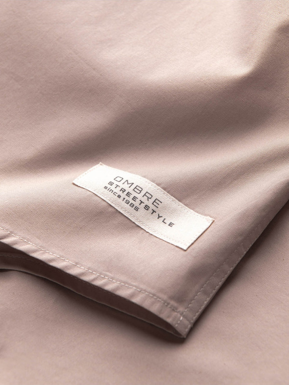 Ombre Clothing Világosbarna férfi rövid ujjú ing Ombre Clothing