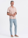 Ombre Clothing Világosbarna férfi rövid ujjú ing Ombre Clothing
