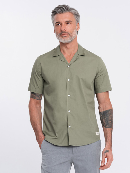 Ombre Clothing Khaki férfi rövid ujjú ing Ombre ruházat