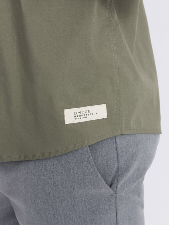 Ombre Clothing Khaki férfi rövid ujjú ing Ombre ruházat