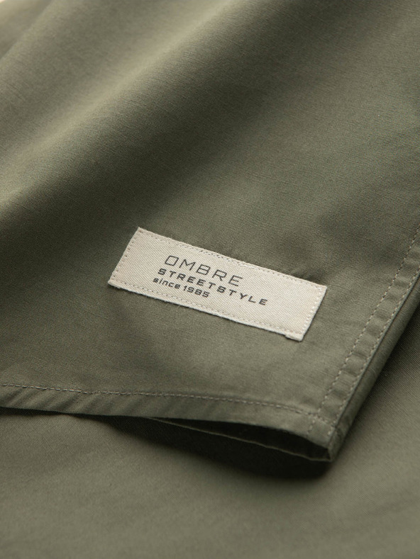 Ombre Clothing Khaki férfi rövid ujjú ing Ombre ruházat
