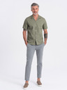 Ombre Clothing Khaki férfi rövid ujjú ing Ombre ruházat