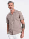Ombre Clothing Barna férfi rövid ujjú ing Ombre Ruházat