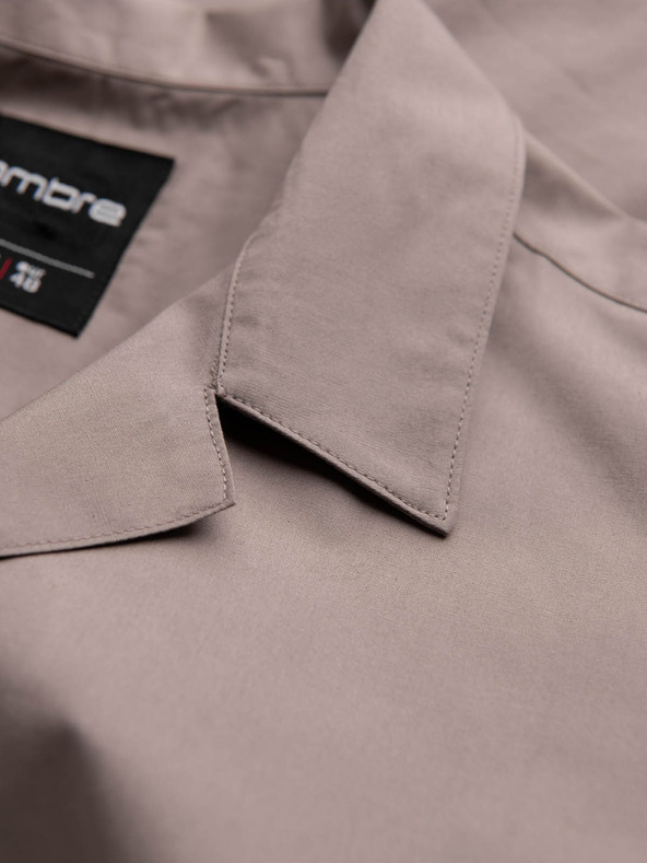 Ombre Clothing Barna férfi rövid ujjú ing Ombre Ruházat