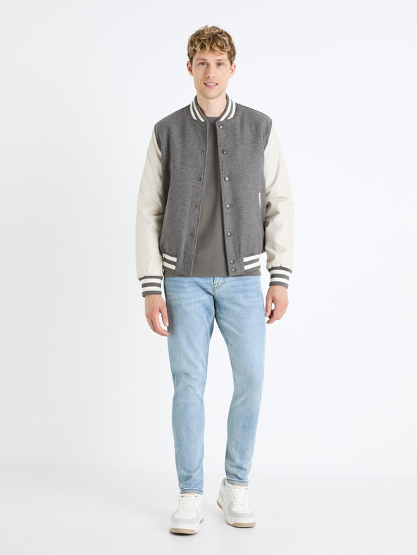 Celio Krémszürke és szürke férfi gyapjúkeverék bomber Celio Fuvarsi-tól